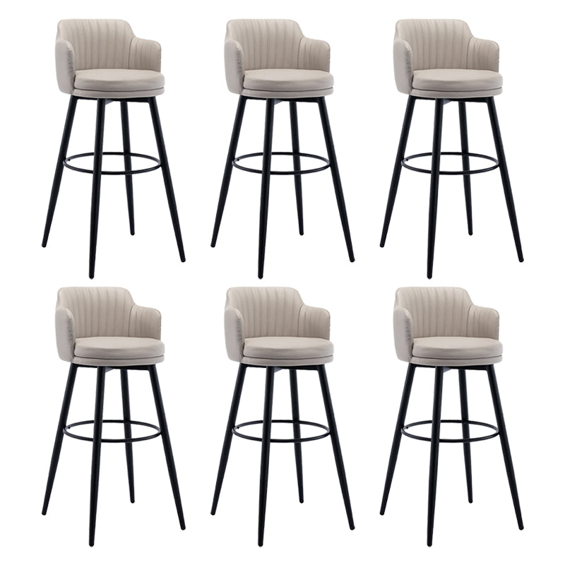 Modern Reception Armed Swivel Stool Matte Finish Leather Barstool Khaki 6 Piece Set Bar Stool(31"H) Clearhalo 'Bar Furniture' 'Bar Stools' 'bar_stools' 'furn' 'furn_bar_stools' 'Furniture' 'furniture_bar_stools' 'Kitchen & Dining Furniture' 5018527