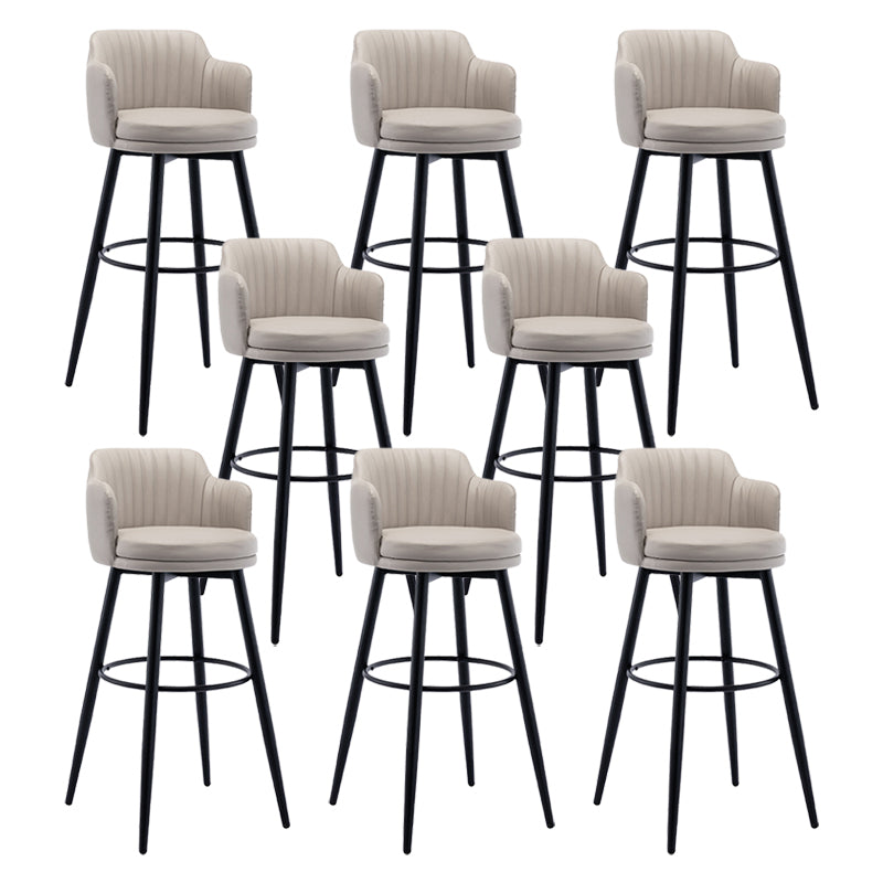 Modern Reception Armed Swivel Stool Matte Finish Leather Barstool Khaki 8 Piece Set Bar Stool(31"H) Clearhalo 'Bar Furniture' 'Bar Stools' 'bar_stools' 'furn' 'furn_bar_stools' 'Furniture' 'furniture_bar_stools' 'Kitchen & Dining Furniture' 5018528