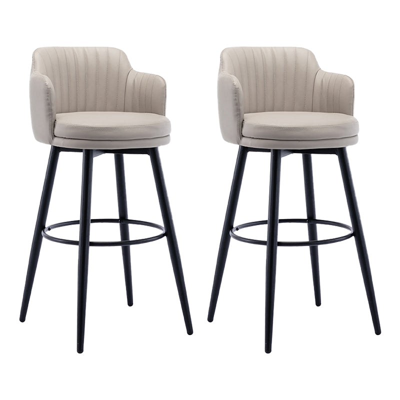 Modern Reception Armed Swivel Stool Matte Finish Leather Barstool Khaki 2 Piece Set Bar Stool(30"H) Clearhalo 'Bar Furniture' 'Bar Stools' 'bar_stools' 'furn' 'furn_bar_stools' 'Furniture' 'furniture_bar_stools' 'Kitchen & Dining Furniture' 5018529