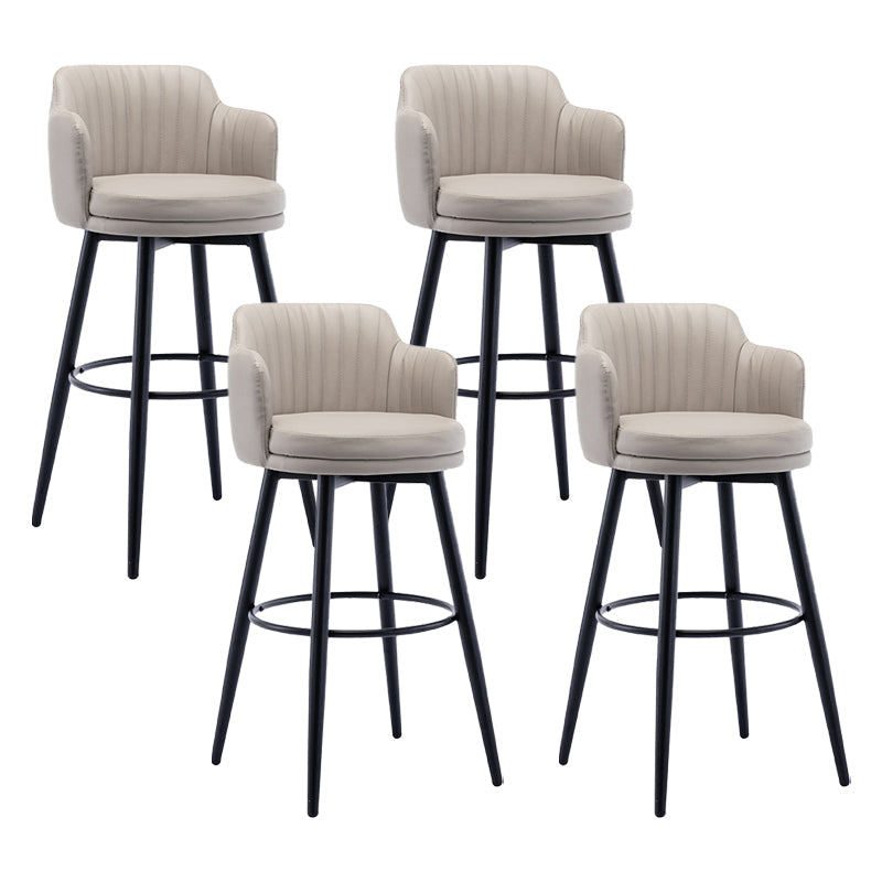 Modern Reception Armed Swivel Stool Matte Finish Leather Barstool Khaki 4 Piece Set Bar Stool(30"H) Clearhalo 'Bar Furniture' 'Bar Stools' 'bar_stools' 'furn' 'furn_bar_stools' 'Furniture' 'furniture_bar_stools' 'Kitchen & Dining Furniture' 5018530