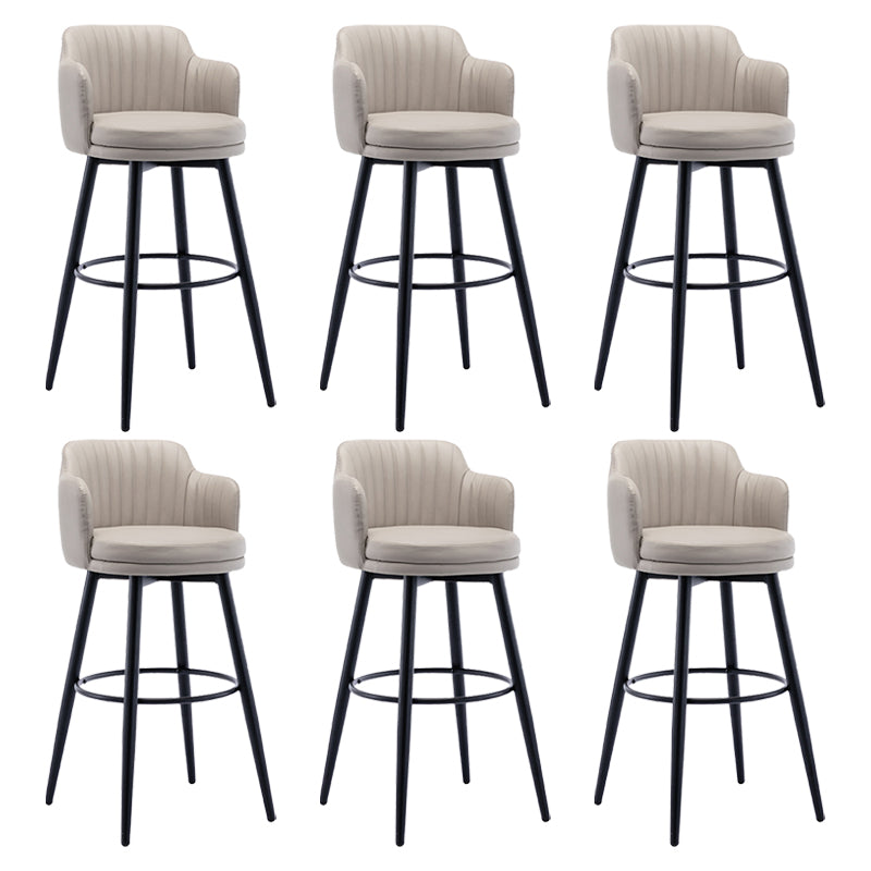Modern Reception Armed Swivel Stool Matte Finish Leather Barstool Khaki 6 Piece Set Bar Stool(30"H) Clearhalo 'Bar Furniture' 'Bar Stools' 'bar_stools' 'furn' 'furn_bar_stools' 'Furniture' 'furniture_bar_stools' 'Kitchen & Dining Furniture' 5018531