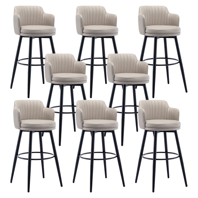 Modern Reception Armed Swivel Stool Matte Finish Leather Barstool Khaki 8 Piece Set Bar Stool(30"H) Clearhalo 'Bar Furniture' 'Bar Stools' 'bar_stools' 'furn' 'furn_bar_stools' 'Furniture' 'furniture_bar_stools' 'Kitchen & Dining Furniture' 5018532