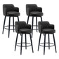 Modern Reception Armed Swivel Stool Matte Finish Leather Barstool Black 4 Piece Set Counter Stool(26"H) Clearhalo 'Bar Furniture' 'Bar Stools' 'bar_stools' 'furn' 'furn_bar_stools' 'Furniture' 'furniture_bar_stools' 'Kitchen & Dining Furniture' 5018534