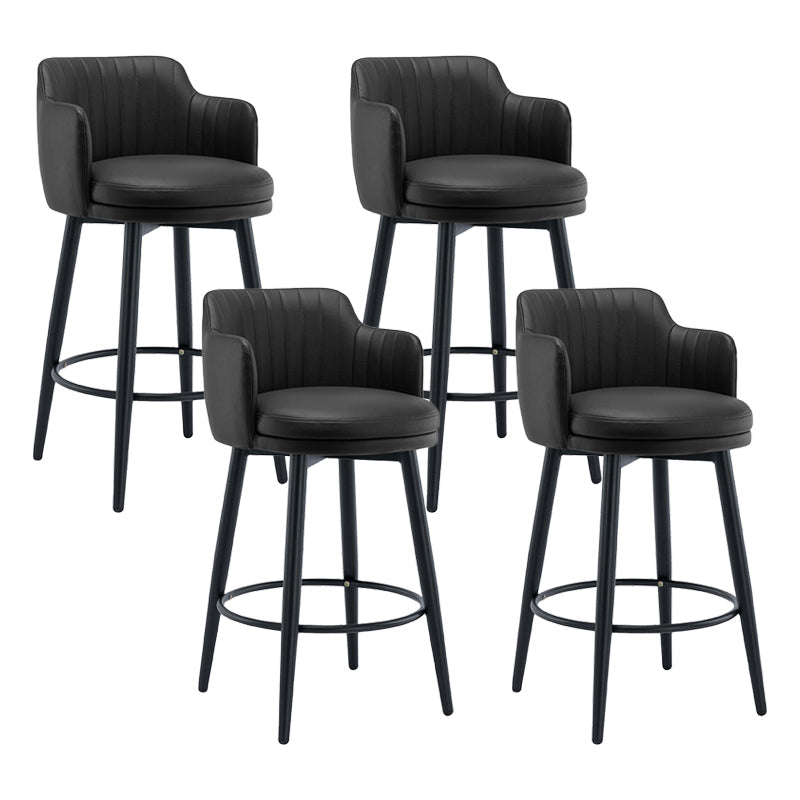Modern Reception Armed Swivel Stool Matte Finish Leather Barstool Black 4 Piece Set Counter Stool(26"H) Clearhalo 'Bar Furniture' 'Bar Stools' 'bar_stools' 'furn' 'furn_bar_stools' 'Furniture' 'furniture_bar_stools' 'Kitchen & Dining Furniture' 5018534