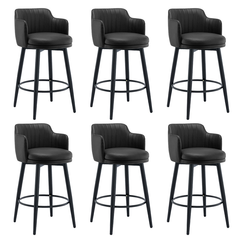 Modern Reception Armed Swivel Stool Matte Finish Leather Barstool Black 6 Piece Set Counter Stool(26"H) Clearhalo 'Bar Furniture' 'Bar Stools' 'bar_stools' 'furn' 'furn_bar_stools' 'Furniture' 'furniture_bar_stools' 'Kitchen & Dining Furniture' 5018535