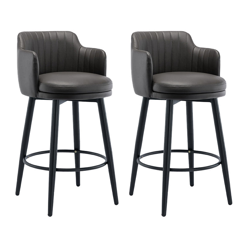 Modern Reception Armed Swivel Stool Matte Finish Leather Barstool Grey 2 Piece Set Counter Stool(26"H) Clearhalo 'Bar Furniture' 'Bar Stools' 'bar_stools' 'furn' 'furn_bar_stools' 'Furniture' 'furniture_bar_stools' 'Kitchen & Dining Furniture' 5018537