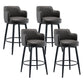 Modern Reception Armed Swivel Stool Matte Finish Leather Barstool Grey 4 Piece Set Counter Stool(26"H) Clearhalo 'Bar Furniture' 'Bar Stools' 'bar_stools' 'furn' 'furn_bar_stools' 'Furniture' 'furniture_bar_stools' 'Kitchen & Dining Furniture' 5018538
