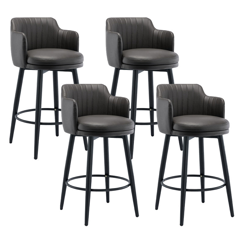 Modern Reception Armed Swivel Stool Matte Finish Leather Barstool Grey 4 Piece Set Counter Stool(26"H) Clearhalo 'Bar Furniture' 'Bar Stools' 'bar_stools' 'furn' 'furn_bar_stools' 'Furniture' 'furniture_bar_stools' 'Kitchen & Dining Furniture' 5018538