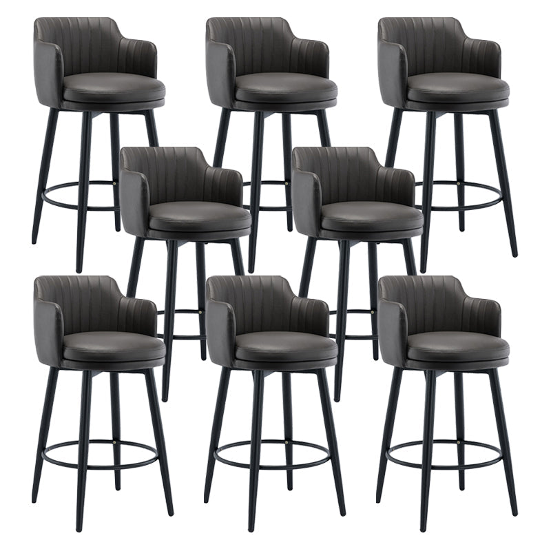 Modern Reception Armed Swivel Stool Matte Finish Leather Barstool Grey 8 Piece Set Counter Stool(26"H) Clearhalo 'Bar Furniture' 'Bar Stools' 'bar_stools' 'furn' 'furn_bar_stools' 'Furniture' 'furniture_bar_stools' 'Kitchen & Dining Furniture' 5018540