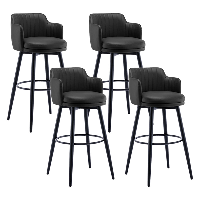 Modern Reception Armed Swivel Stool Matte Finish Leather Barstool Black 4 Piece Set Bar Stool(30"H) Clearhalo 'Bar Furniture' 'Bar Stools' 'bar_stools' 'furn' 'furn_bar_stools' 'Furniture' 'furniture_bar_stools' 'Kitchen & Dining Furniture' 5018542