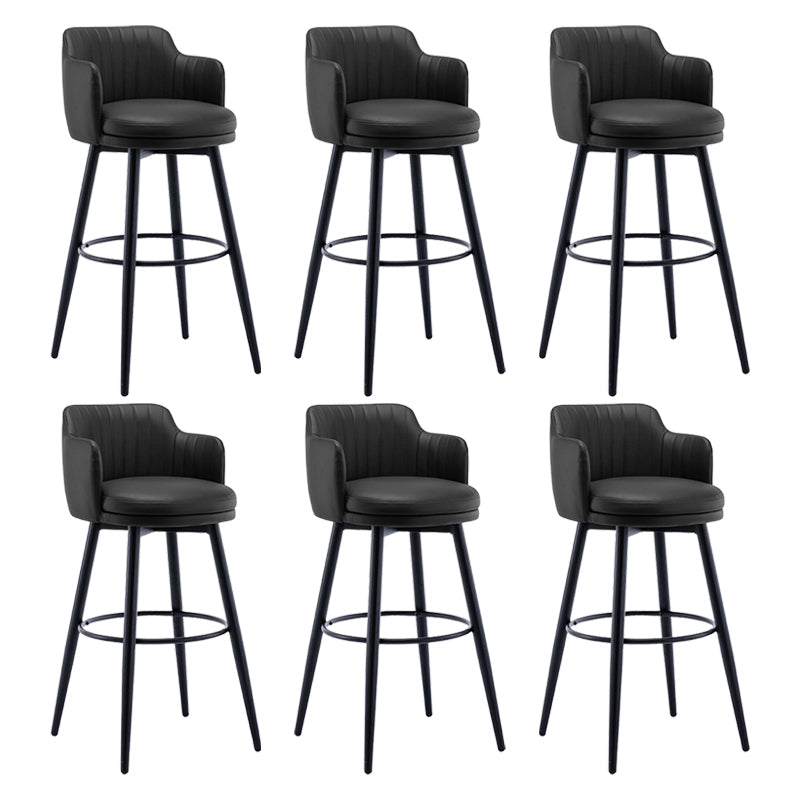 Modern Reception Armed Swivel Stool Matte Finish Leather Barstool Black 6 Piece Set Bar Stool(30"H) Clearhalo 'Bar Furniture' 'Bar Stools' 'bar_stools' 'furn' 'furn_bar_stools' 'Furniture' 'furniture_bar_stools' 'Kitchen & Dining Furniture' 5018543