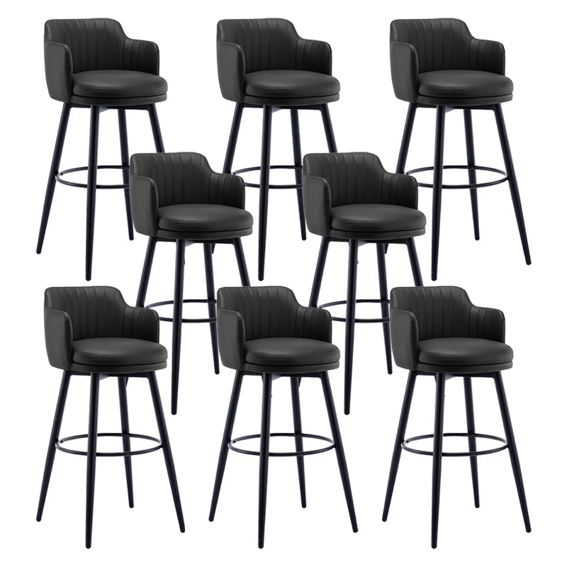 Modern Reception Armed Swivel Stool Matte Finish Leather Barstool Black 8 Piece Set Bar Stool(30"H) Clearhalo 'Bar Furniture' 'Bar Stools' 'bar_stools' 'furn' 'furn_bar_stools' 'Furniture' 'furniture_bar_stools' 'Kitchen & Dining Furniture' 5018544