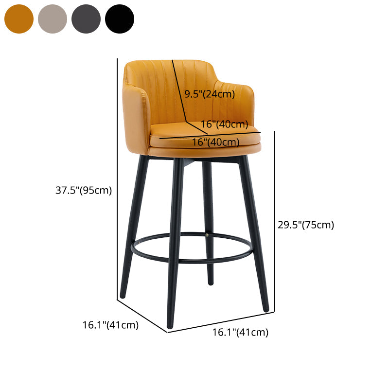 Modern Reception Armed Swivel Stool Matte Finish Leather Barstool Clearhalo 'Bar Furniture' 'Bar Stools' 'bar_stools' 'furn' 'furn_bar_stools' 'Furniture' 'furniture_bar_stools' 'Kitchen & Dining Furniture' 5018546