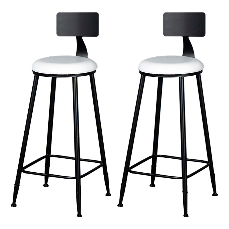 Modern Armless Backrest Counter Stool Iron Kitchen Bar Stool with Cushion White 2 Piece Set Clearhalo 'Bar Furniture' 'Bar Stools' 'bar_stools' 'furn' 'furn_bar_stools' 'Furniture' 'furniture_bar_stools' 'Kitchen & Dining Furniture' 5018549