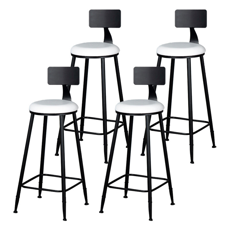 Modern Armless Backrest Counter Stool Iron Kitchen Bar Stool with Cushion White 4 Piece Set Clearhalo 'Bar Furniture' 'Bar Stools' 'bar_stools' 'furn' 'furn_bar_stools' 'Furniture' 'furniture_bar_stools' 'Kitchen & Dining Furniture' 5018551