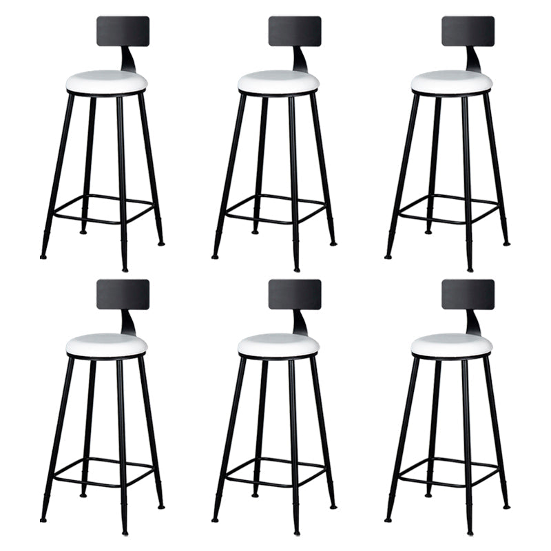 Modern Armless Backrest Counter Stool Iron Kitchen Bar Stool with Cushion White 6 Piece Set Clearhalo 'Bar Furniture' 'Bar Stools' 'bar_stools' 'furn' 'furn_bar_stools' 'Furniture' 'furniture_bar_stools' 'Kitchen & Dining Furniture' 5018552