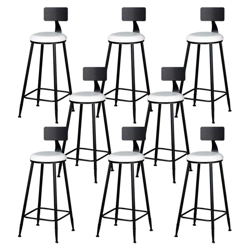 Modern Armless Backrest Counter Stool Iron Kitchen Bar Stool with Cushion White 8 Piece Set Clearhalo 'Bar Furniture' 'Bar Stools' 'bar_stools' 'furn' 'furn_bar_stools' 'Furniture' 'furniture_bar_stools' 'Kitchen & Dining Furniture' 5018554