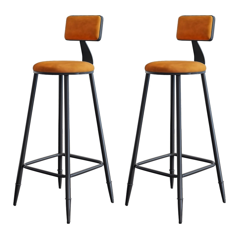 Modern Armless Backrest Counter Stool Iron Kitchen Bar Stool with Cushion Orange 2 Piece Set Clearhalo 'Bar Furniture' 'Bar Stools' 'bar_stools' 'furn' 'furn_bar_stools' 'Furniture' 'furniture_bar_stools' 'Kitchen & Dining Furniture' 5018557