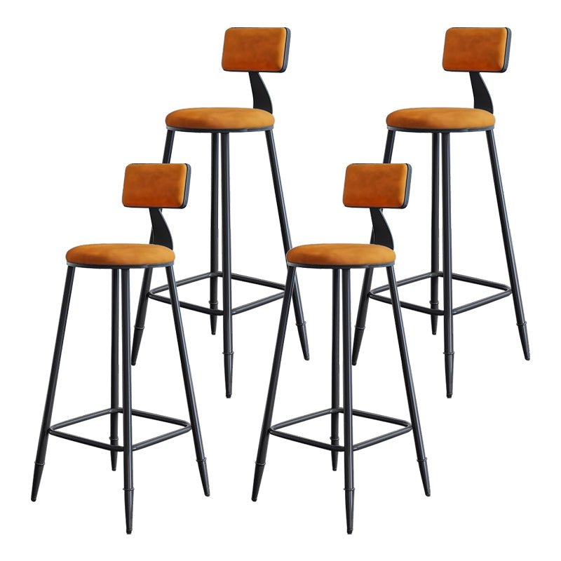Modern Armless Backrest Counter Stool Iron Kitchen Bar Stool with Cushion Orange 4 Piece Set Clearhalo 'Bar Furniture' 'Bar Stools' 'bar_stools' 'furn' 'furn_bar_stools' 'Furniture' 'furniture_bar_stools' 'Kitchen & Dining Furniture' 5018559