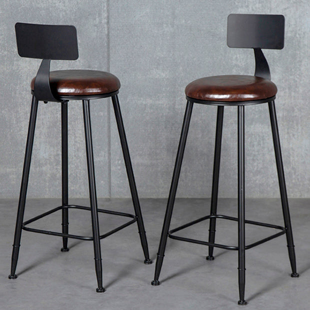 Modern Armless Backrest Counter Stool Iron Kitchen Bar Stool with Cushion Clearhalo 'Bar Furniture' 'Bar Stools' 'bar_stools' 'furn' 'furn_bar_stools' 'Furniture' 'furniture_bar_stools' 'Kitchen & Dining Furniture' 5018560