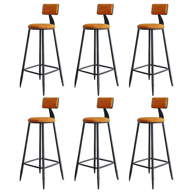 Modern Armless Backrest Counter Stool Iron Kitchen Bar Stool with Cushion Orange 6 Piece Set Clearhalo 'Bar Furniture' 'Bar Stools' 'bar_stools' 'furn' 'furn_bar_stools' 'Furniture' 'furniture_bar_stools' 'Kitchen & Dining Furniture' 5018561