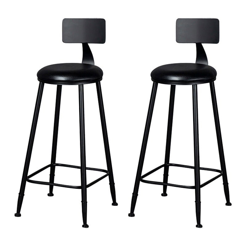 Modern Armless Backrest Counter Stool Iron Kitchen Bar Stool with Cushion Black 2 Piece Set Clearhalo 'Bar Furniture' 'Bar Stools' 'bar_stools' 'furn' 'furn_bar_stools' 'Furniture' 'furniture_bar_stools' 'Kitchen & Dining Furniture' 5018565