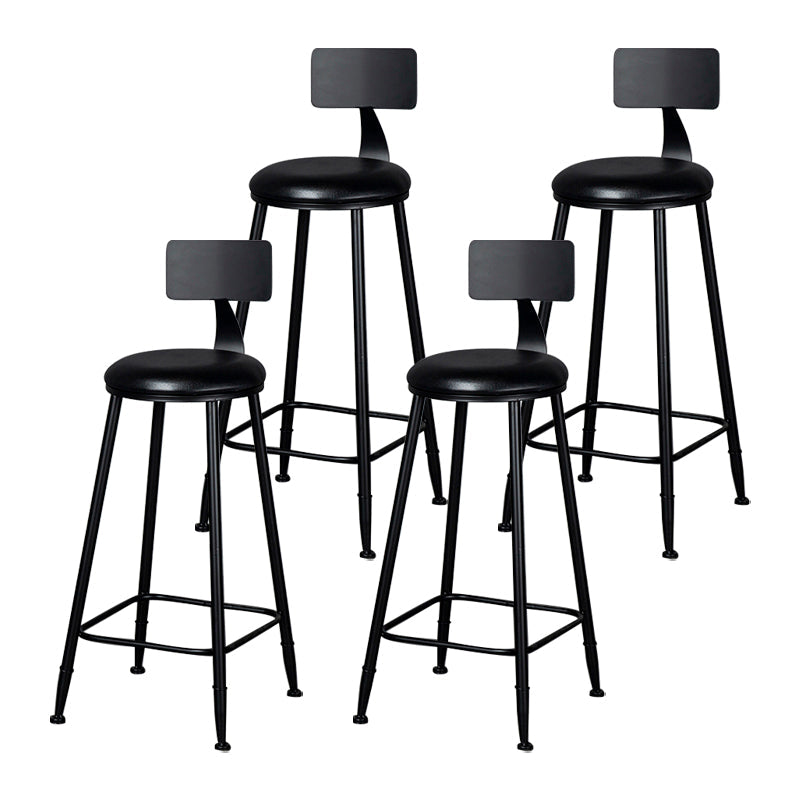 Modern Armless Backrest Counter Stool Iron Kitchen Bar Stool with Cushion Black 4 Piece Set Clearhalo 'Bar Furniture' 'Bar Stools' 'bar_stools' 'furn' 'furn_bar_stools' 'Furniture' 'furniture_bar_stools' 'Kitchen & Dining Furniture' 5018566