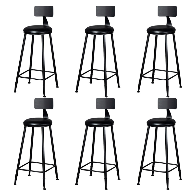 Modern Armless Backrest Counter Stool Iron Kitchen Bar Stool with Cushion Black 6 Piece Set Clearhalo 'Bar Furniture' 'Bar Stools' 'bar_stools' 'furn' 'furn_bar_stools' 'Furniture' 'furniture_bar_stools' 'Kitchen & Dining Furniture' 5018569
