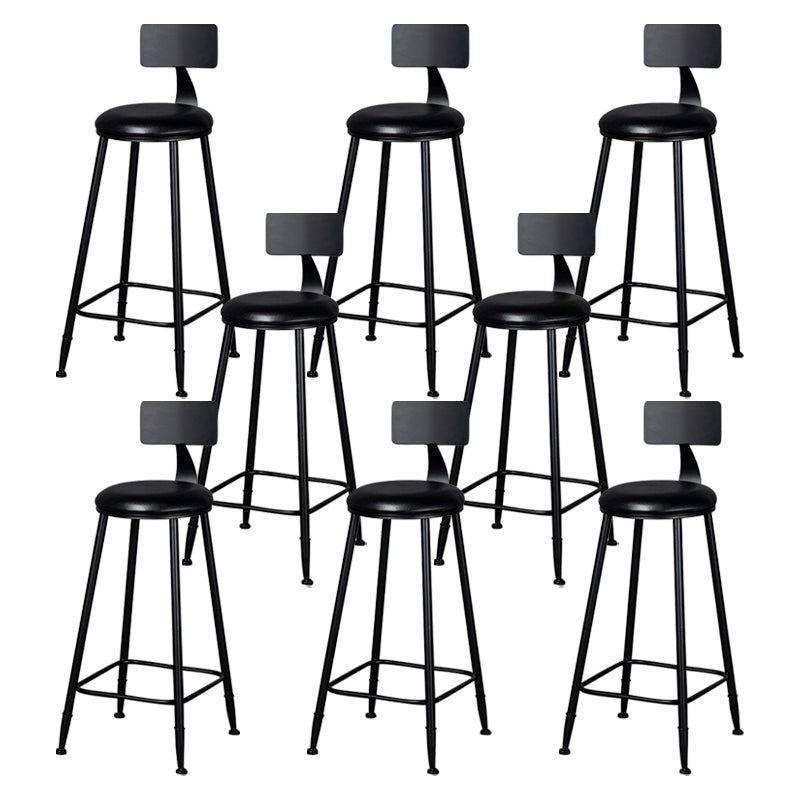 Modern Armless Backrest Counter Stool Iron Kitchen Bar Stool with Cushion Black 8 Piece Set Clearhalo 'Bar Furniture' 'Bar Stools' 'bar_stools' 'furn' 'furn_bar_stools' 'Furniture' 'furniture_bar_stools' 'Kitchen & Dining Furniture' 5018570