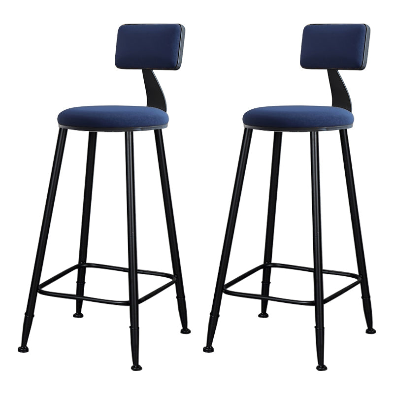 Modern Armless Backrest Counter Stool Iron Kitchen Bar Stool with Cushion Blue 2 Piece Set Clearhalo 'Bar Furniture' 'Bar Stools' 'bar_stools' 'furn' 'furn_bar_stools' 'Furniture' 'furniture_bar_stools' 'Kitchen & Dining Furniture' 5018571