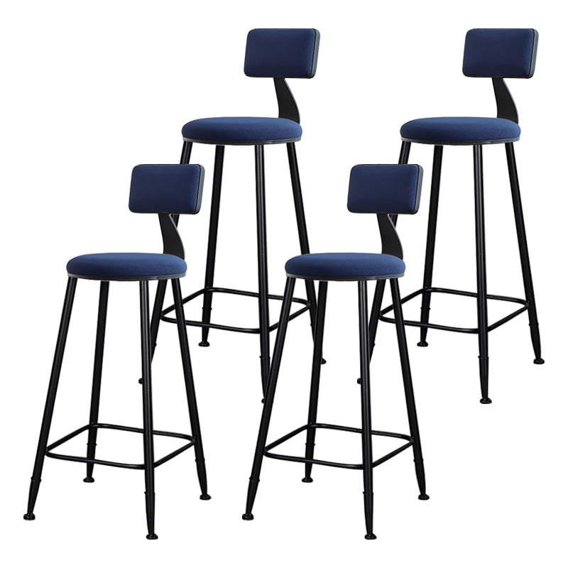 Modern Armless Backrest Counter Stool Iron Kitchen Bar Stool with Cushion Blue 4 Piece Set Clearhalo 'Bar Furniture' 'Bar Stools' 'bar_stools' 'furn' 'furn_bar_stools' 'Furniture' 'furniture_bar_stools' 'Kitchen & Dining Furniture' 5018572