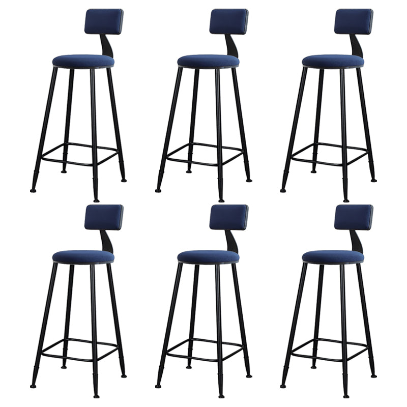 Modern Armless Backrest Counter Stool Iron Kitchen Bar Stool with Cushion Blue 6 Piece Set Clearhalo 'Bar Furniture' 'Bar Stools' 'bar_stools' 'furn' 'furn_bar_stools' 'Furniture' 'furniture_bar_stools' 'Kitchen & Dining Furniture' 5018573