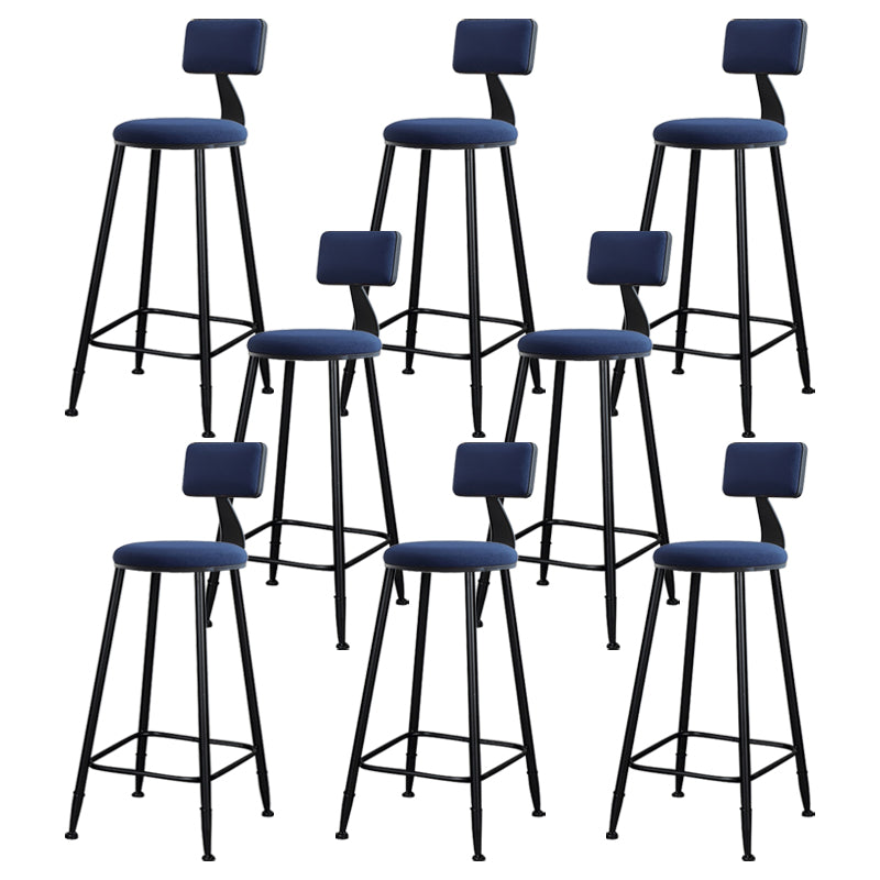 Modern Armless Backrest Counter Stool Iron Kitchen Bar Stool with Cushion Blue 8 Piece Set Clearhalo 'Bar Furniture' 'Bar Stools' 'bar_stools' 'furn' 'furn_bar_stools' 'Furniture' 'furniture_bar_stools' 'Kitchen & Dining Furniture' 5018574