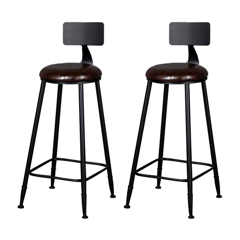 Modern Armless Backrest Counter Stool Iron Kitchen Bar Stool with Cushion Brown 2 Piece Set Clearhalo 'Bar Furniture' 'Bar Stools' 'bar_stools' 'furn' 'furn_bar_stools' 'Furniture' 'furniture_bar_stools' 'Kitchen & Dining Furniture' 5018575