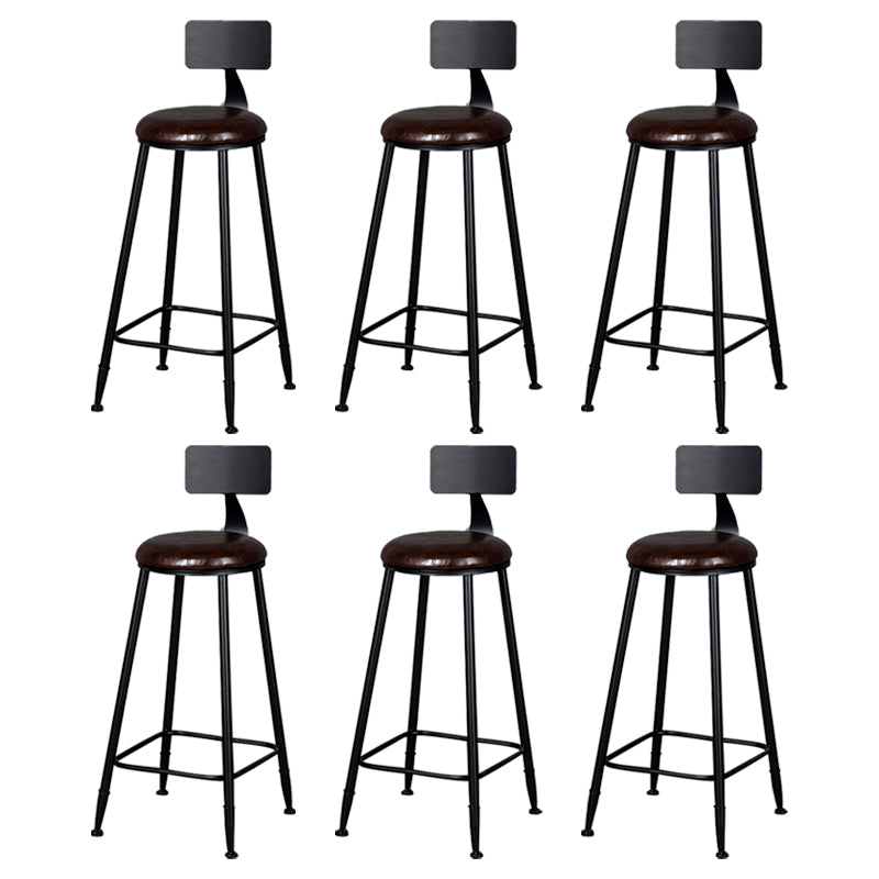 Modern Armless Backrest Counter Stool Iron Kitchen Bar Stool with Cushion Brown 6 Piece Set Clearhalo 'Bar Furniture' 'Bar Stools' 'bar_stools' 'furn' 'furn_bar_stools' 'Furniture' 'furniture_bar_stools' 'Kitchen & Dining Furniture' 5018577