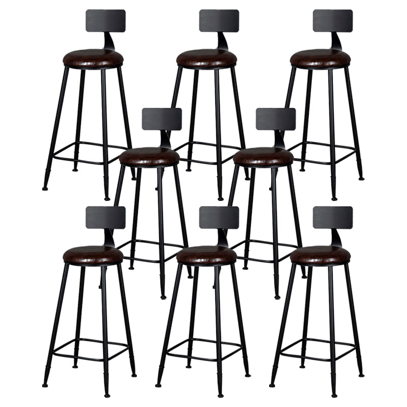 Modern Armless Backrest Counter Stool Iron Kitchen Bar Stool with Cushion Brown 8 Piece Set Clearhalo 'Bar Furniture' 'Bar Stools' 'bar_stools' 'furn' 'furn_bar_stools' 'Furniture' 'furniture_bar_stools' 'Kitchen & Dining Furniture' 5018578
