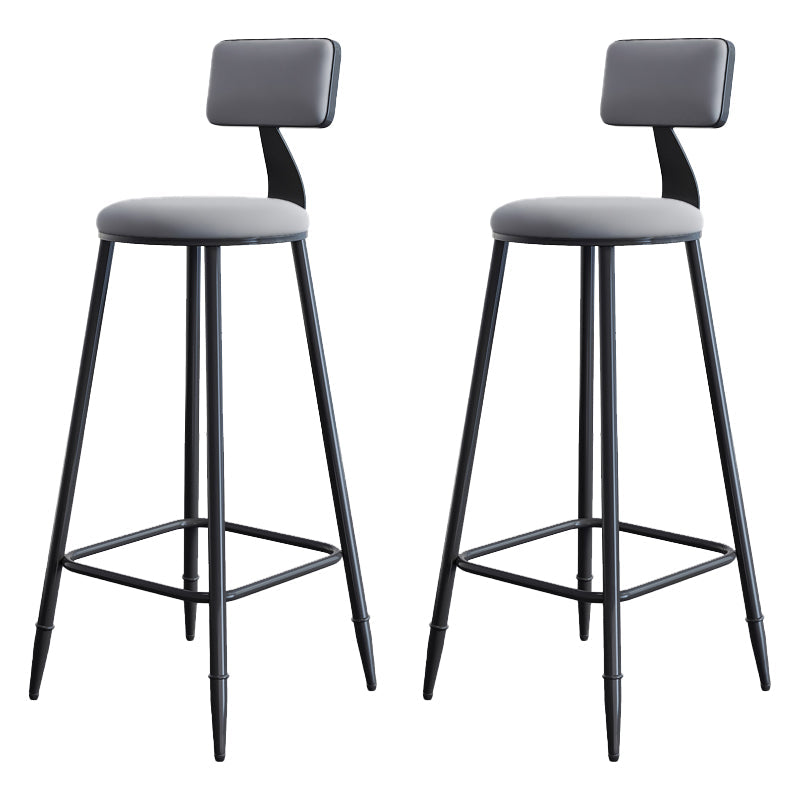 Modern Armless Backrest Counter Stool Iron Kitchen Bar Stool with Cushion Grey 2 Piece Set Clearhalo 'Bar Furniture' 'Bar Stools' 'bar_stools' 'furn' 'furn_bar_stools' 'Furniture' 'furniture_bar_stools' 'Kitchen & Dining Furniture' 5018579