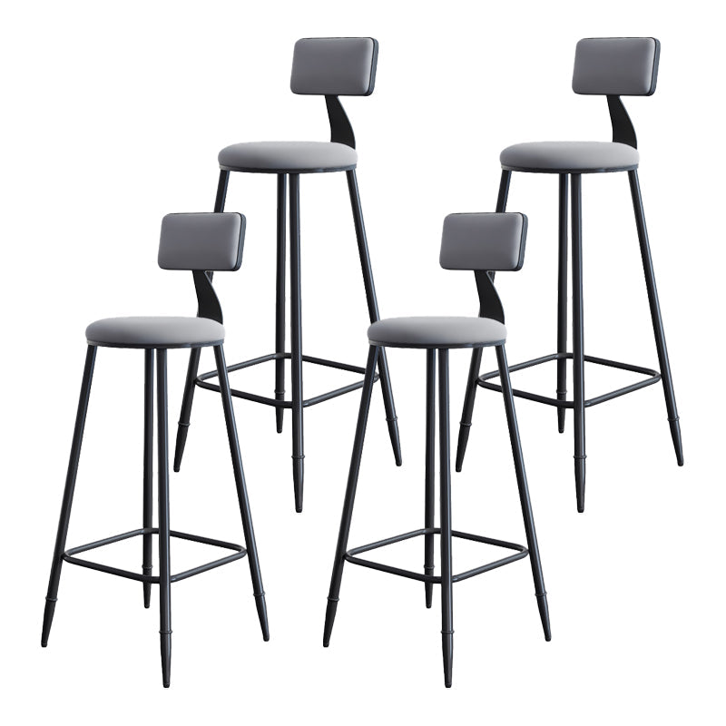 Modern Armless Backrest Counter Stool Iron Kitchen Bar Stool with Cushion Grey 4 Piece Set Clearhalo 'Bar Furniture' 'Bar Stools' 'bar_stools' 'furn' 'furn_bar_stools' 'Furniture' 'furniture_bar_stools' 'Kitchen & Dining Furniture' 5018580