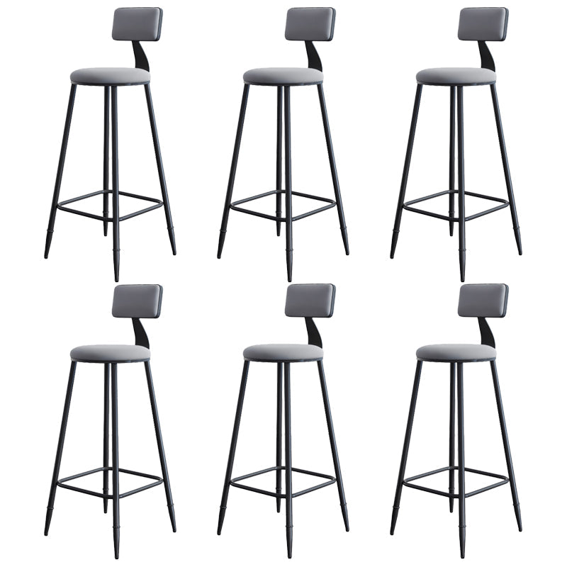 Modern Armless Backrest Counter Stool Iron Kitchen Bar Stool with Cushion Grey 6 Piece Set Clearhalo 'Bar Furniture' 'Bar Stools' 'bar_stools' 'furn' 'furn_bar_stools' 'Furniture' 'furniture_bar_stools' 'Kitchen & Dining Furniture' 5018581