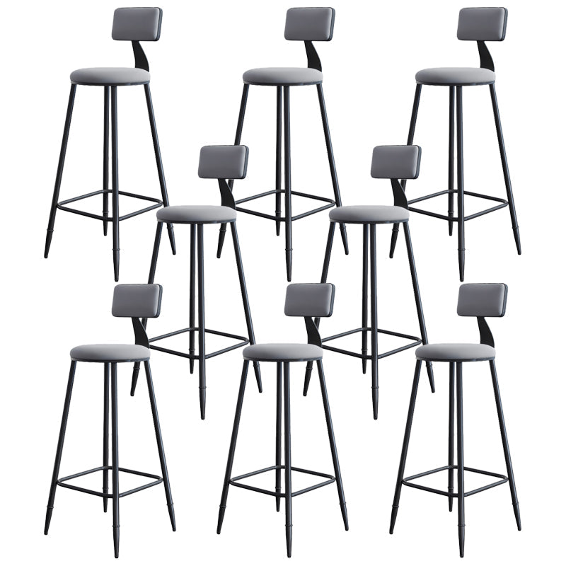Modern Armless Backrest Counter Stool Iron Kitchen Bar Stool with Cushion Grey 8 Piece Set Clearhalo 'Bar Furniture' 'Bar Stools' 'bar_stools' 'furn' 'furn_bar_stools' 'Furniture' 'furniture_bar_stools' 'Kitchen & Dining Furniture' 5018582