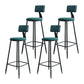 Modern Armless Backrest Counter Stool Iron Kitchen Bar Stool with Cushion Green 4 Piece Set Clearhalo 'Bar Furniture' 'Bar Stools' 'bar_stools' 'furn' 'furn_bar_stools' 'Furniture' 'furniture_bar_stools' 'Kitchen & Dining Furniture' 5018584