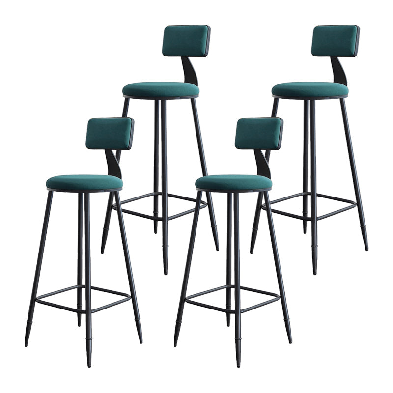 Modern Armless Backrest Counter Stool Iron Kitchen Bar Stool with Cushion Green 4 Piece Set Clearhalo 'Bar Furniture' 'Bar Stools' 'bar_stools' 'furn' 'furn_bar_stools' 'Furniture' 'furniture_bar_stools' 'Kitchen & Dining Furniture' 5018584