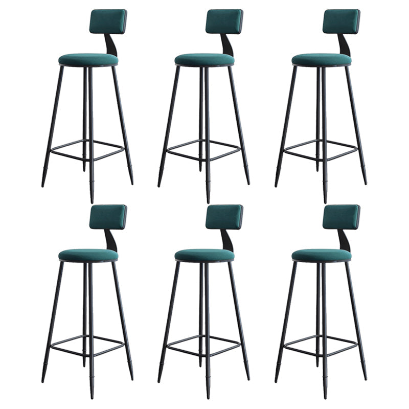 Modern Armless Backrest Counter Stool Iron Kitchen Bar Stool with Cushion Green 6 Piece Set Clearhalo 'Bar Furniture' 'Bar Stools' 'bar_stools' 'furn' 'furn_bar_stools' 'Furniture' 'furniture_bar_stools' 'Kitchen & Dining Furniture' 5018585