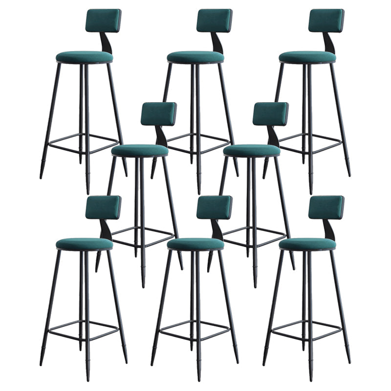 Modern Armless Backrest Counter Stool Iron Kitchen Bar Stool with Cushion Green 8 Piece Set Clearhalo 'Bar Furniture' 'Bar Stools' 'bar_stools' 'furn' 'furn_bar_stools' 'Furniture' 'furniture_bar_stools' 'Kitchen & Dining Furniture' 5018586