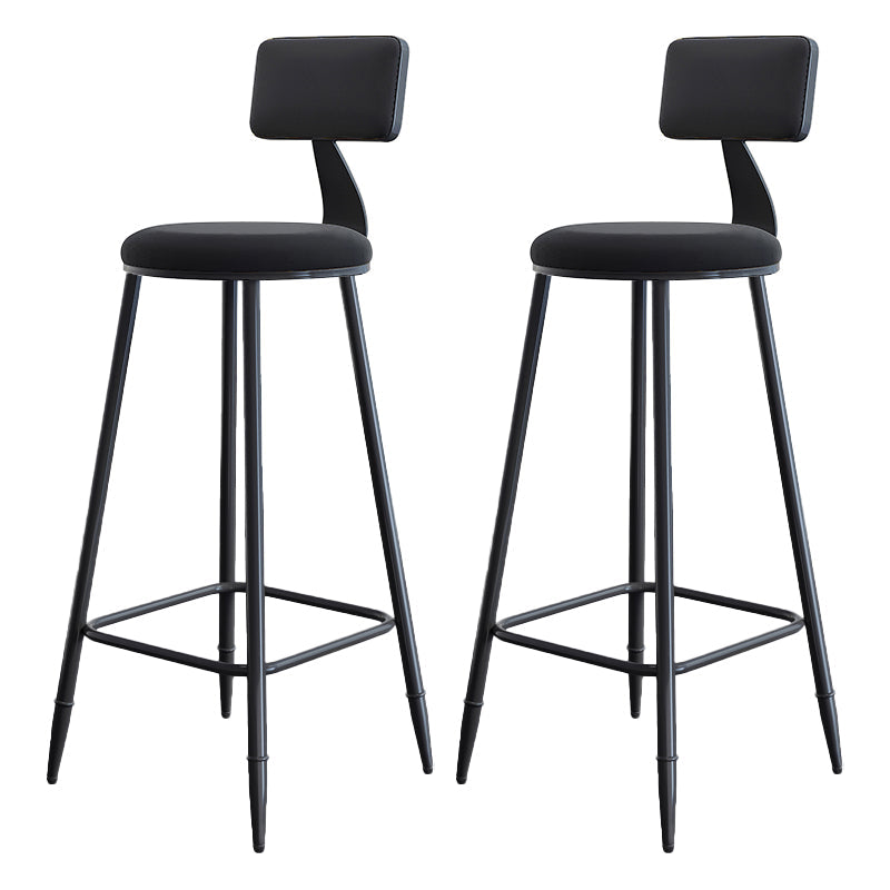 Modern Armless Backrest Counter Stool Iron Kitchen Bar Stool with Cushion Gloss Black 2 Piece Set Clearhalo 'Bar Furniture' 'Bar Stools' 'bar_stools' 'furn' 'furn_bar_stools' 'Furniture' 'furniture_bar_stools' 'Kitchen & Dining Furniture' 5018587