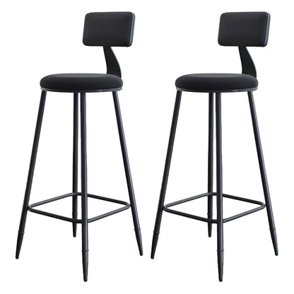 Modern Armless Backrest Counter Stool Iron Kitchen Bar Stool with Cushion Gloss Black 2 Piece Set Clearhalo 'Bar Furniture' 'Bar Stools' 'bar_stools' 'furn' 'furn_bar_stools' 'Furniture' 'furniture_bar_stools' 'Kitchen & Dining Furniture' 5018587