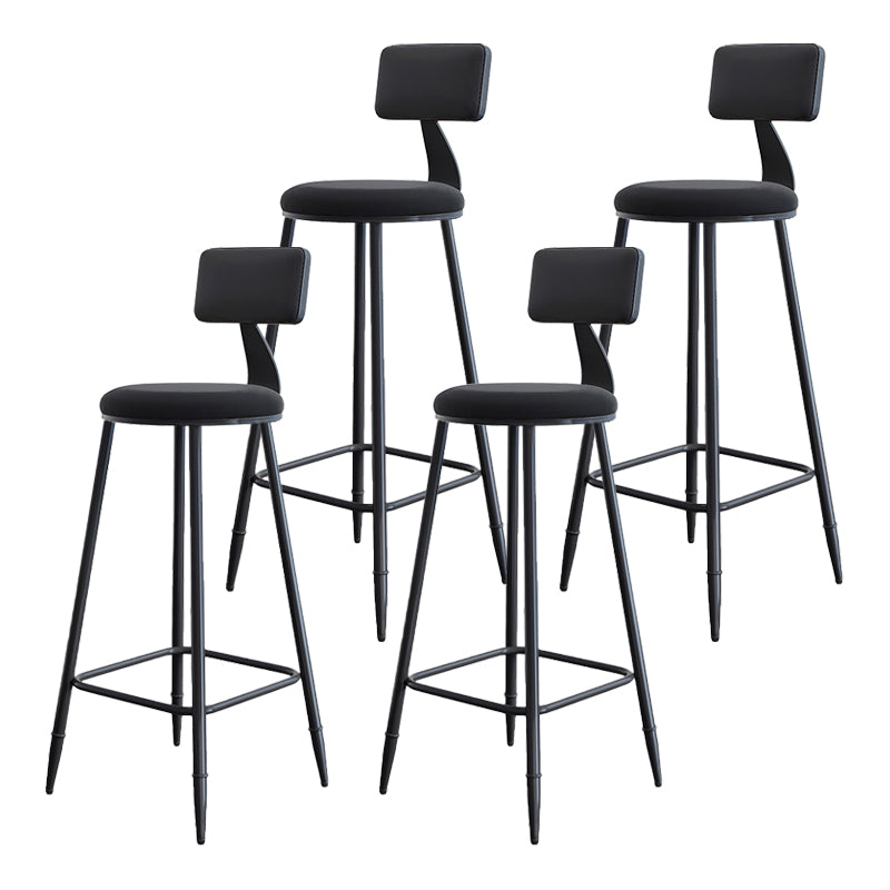Modern Armless Backrest Counter Stool Iron Kitchen Bar Stool with Cushion Gloss Black 4 Piece Set Clearhalo 'Bar Furniture' 'Bar Stools' 'bar_stools' 'furn' 'furn_bar_stools' 'Furniture' 'furniture_bar_stools' 'Kitchen & Dining Furniture' 5018588