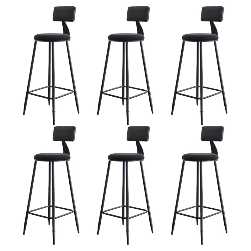 Modern Armless Backrest Counter Stool Iron Kitchen Bar Stool with Cushion Gloss Black 6 Piece Set Clearhalo 'Bar Furniture' 'Bar Stools' 'bar_stools' 'furn' 'furn_bar_stools' 'Furniture' 'furniture_bar_stools' 'Kitchen & Dining Furniture' 5018589