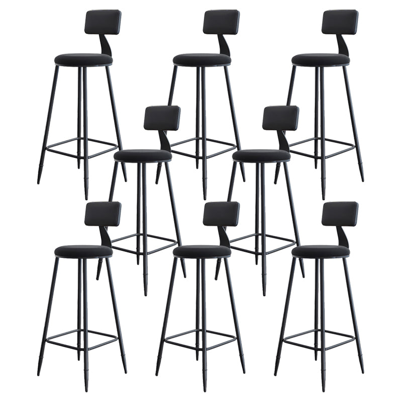 Modern Armless Backrest Counter Stool Iron Kitchen Bar Stool with Cushion Gloss Black 8 Piece Set Clearhalo 'Bar Furniture' 'Bar Stools' 'bar_stools' 'furn' 'furn_bar_stools' 'Furniture' 'furniture_bar_stools' 'Kitchen & Dining Furniture' 5018590