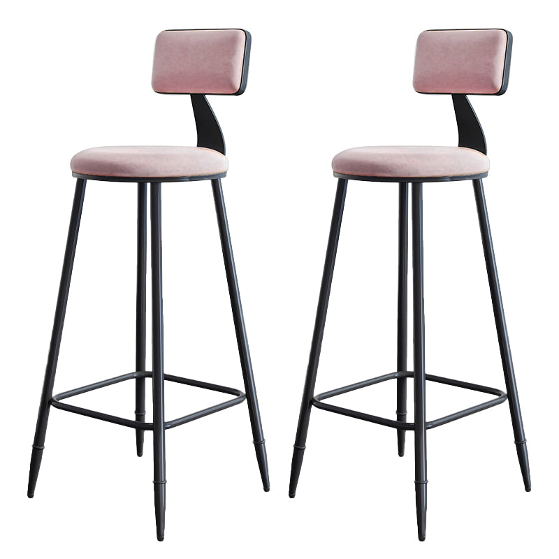 Modern Armless Backrest Counter Stool Iron Kitchen Bar Stool with Cushion Pink 2 Piece Set Clearhalo 'Bar Furniture' 'Bar Stools' 'bar_stools' 'furn' 'furn_bar_stools' 'Furniture' 'furniture_bar_stools' 'Kitchen & Dining Furniture' 5018591